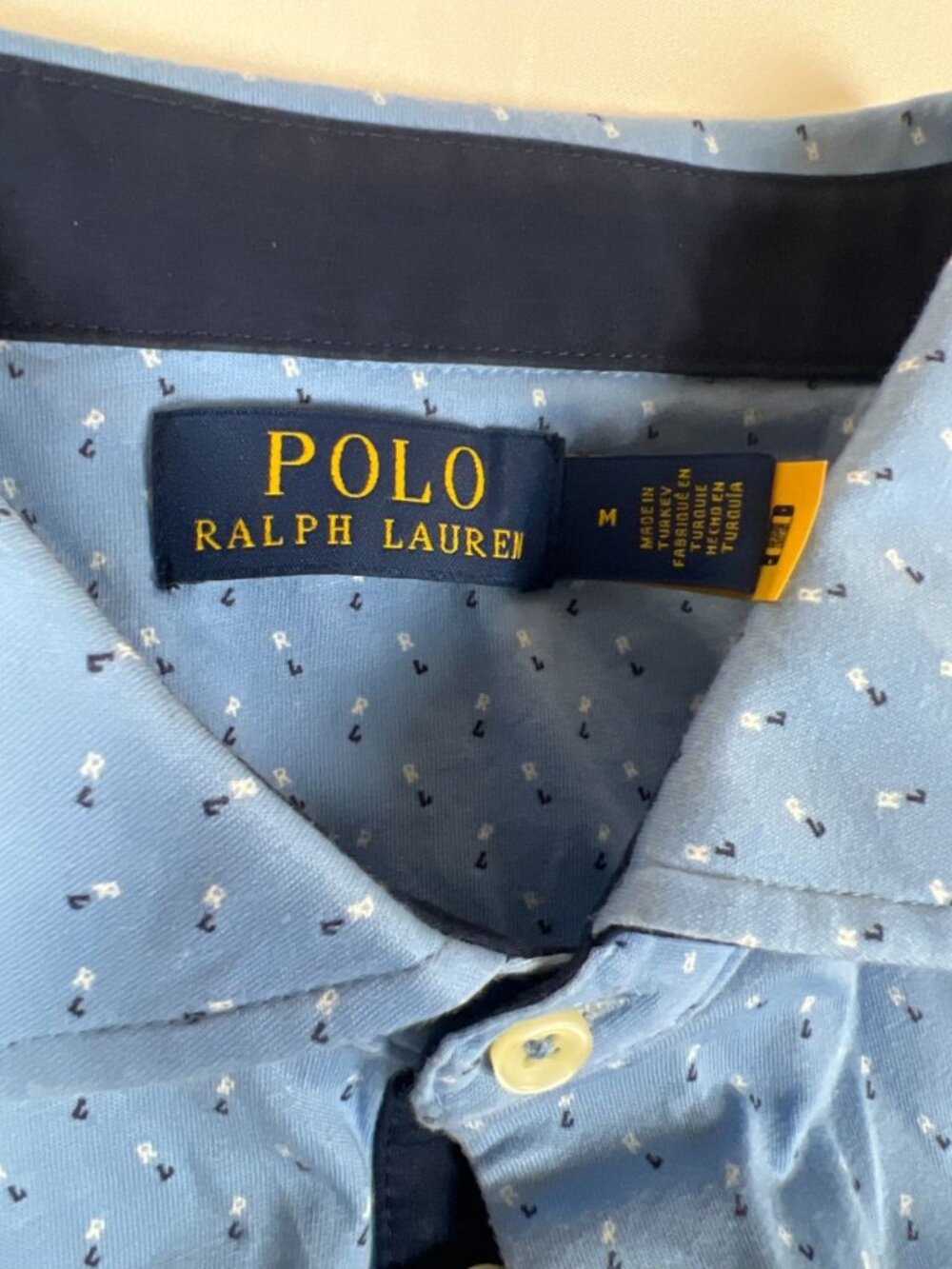 Polo Ralph Lauren Men’s Size M Blue Patterned Short Sleeve Polo - Picture 3 of 7